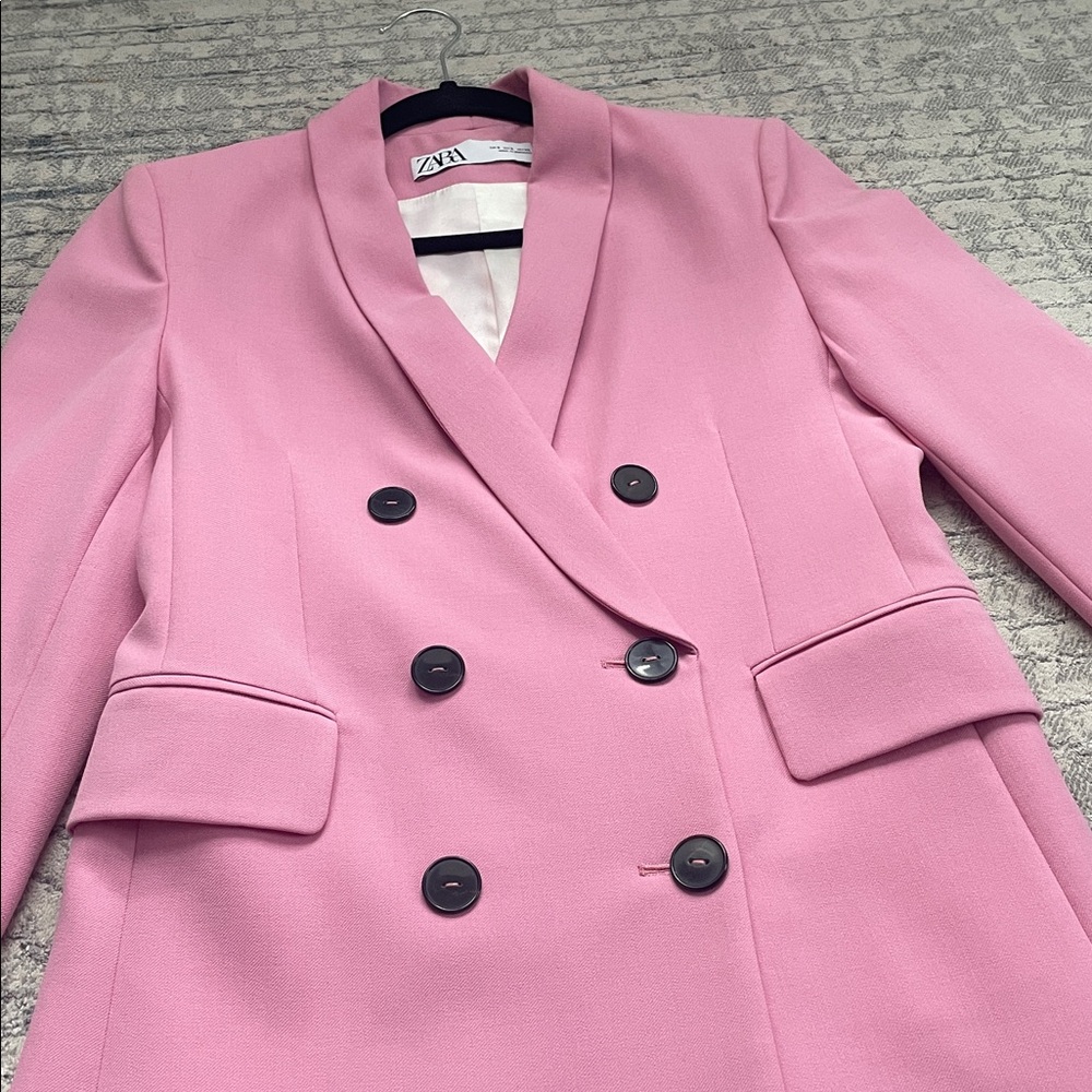 Zara Blush Pink Double-Breasted Blazer - Picture 3 of 12